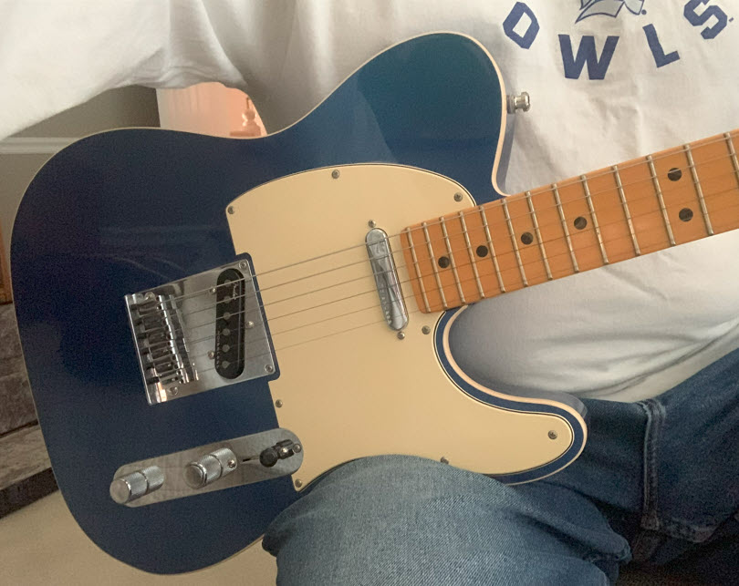 Primered body of the Off T ergonomic guitar body